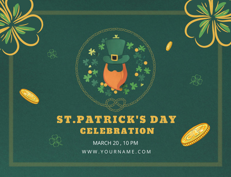 St. Patrick's Day Party Thank You Card 5.5x4in Horizontal Design Template
