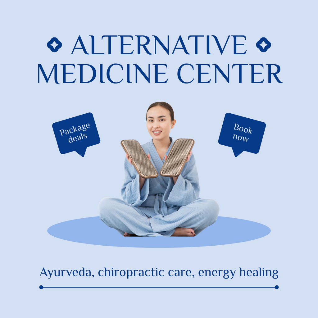 Alternative Medicine Center With Package Deals On Therapies LinkedIn post Design Template