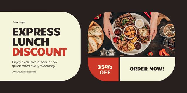 Designvorlage Offer of Discount on Express Lunch für Twitter