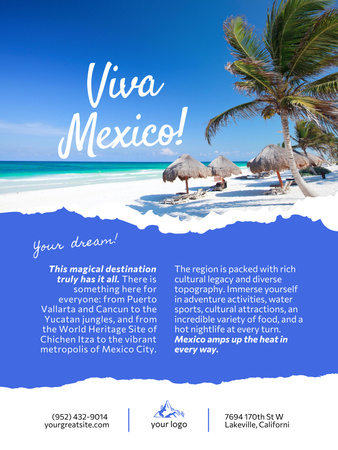 Ταξιδιωτική εκδρομή στο Εξωτικό Μεξικό Poster US Πρότυπο σχεδίασης