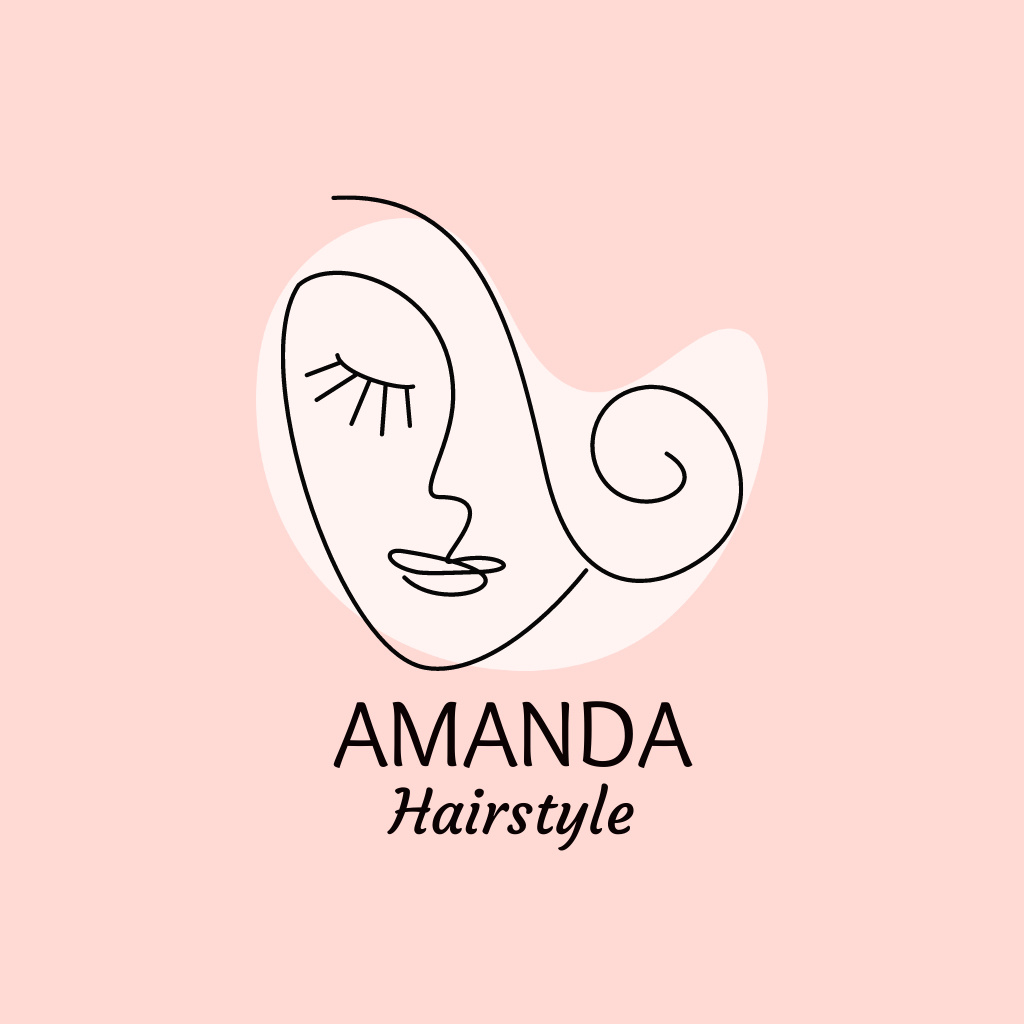 Hair Salon Services Offer with Female Face Logo Modelo de Design