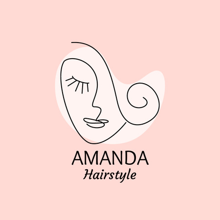 Hair Salon Services Offer with Female Face Logo Design Template