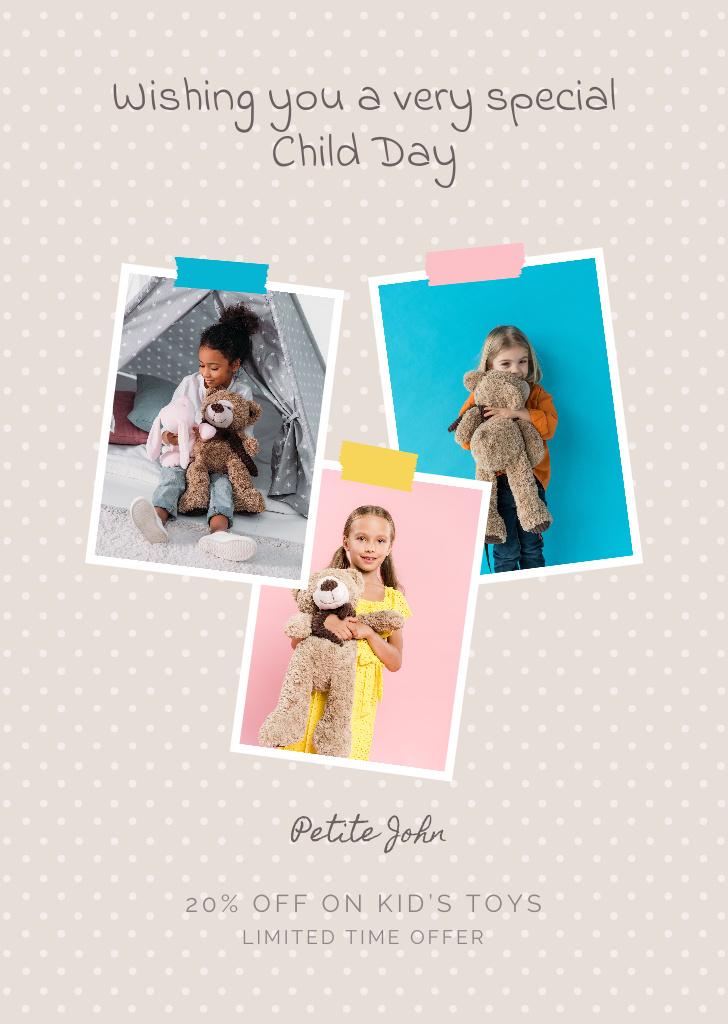 Modèle de visuel Kids Toys Discount on Children's Day - Postcard A6 Vertical
