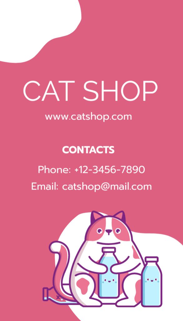 Modèle de visuel Pet Shop Offer with Cute Cat - Business Card US Vertical