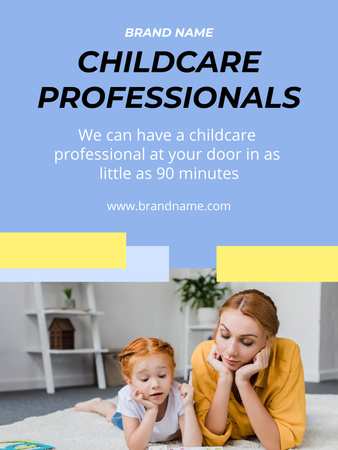 Babysitting Services Offer with Nanny and Child Poster US Design Template