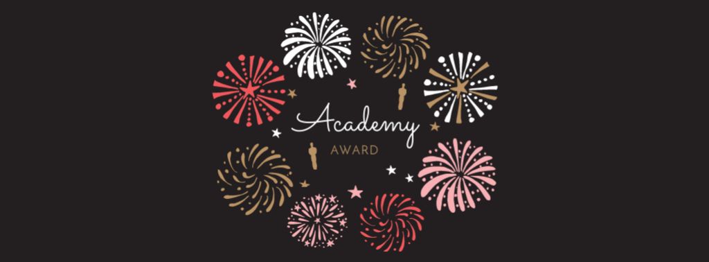 Plantilla de diseño de Oscar Event Announcement with Fireworks Facebook cover 
