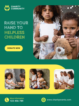 Plantilla de diseño de Acción benéfica en apoyo de los niños africanos en verde Poster 36x48in 