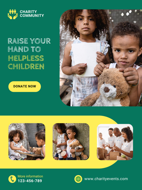 Charity Action in Support of African Children in Green Poster 36x48in Design Template