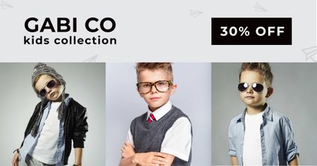 Clothing Store Discount Offer with Stylish Kids Facebook AD Design Template