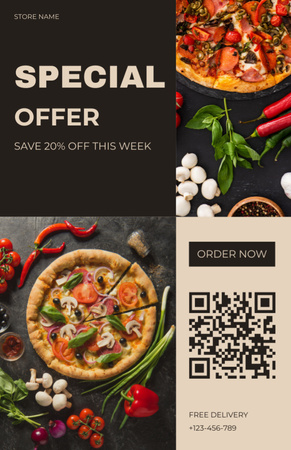 Template di design Pizza Offerta Speciale Collage Recipe Card