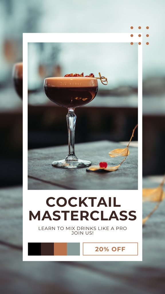Discount on Participation in Cocktail Master Class Instagram Story Modelo de Design