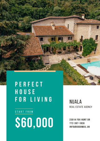 Real Estate Ad with Pool by House Flayer Design Template
