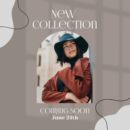 Fashion Collection with Girl in Hat Instagram Tasarım Şablonu