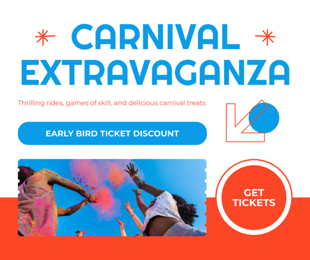 Platilla de diseño Incredible Carnival With Paint Powder And Discounts Facebook