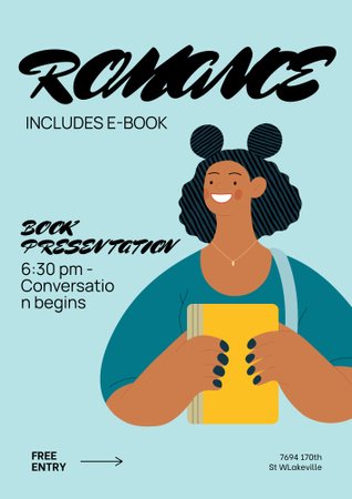 Presentation of Romantic Book with Happy Girl Poster B2 – шаблон для дизайна