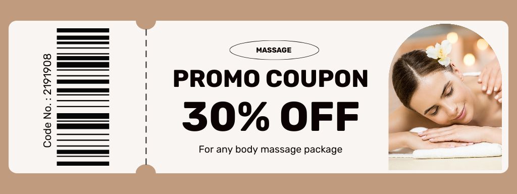 Discount on Any Body Massage Packages Coupon Design Template