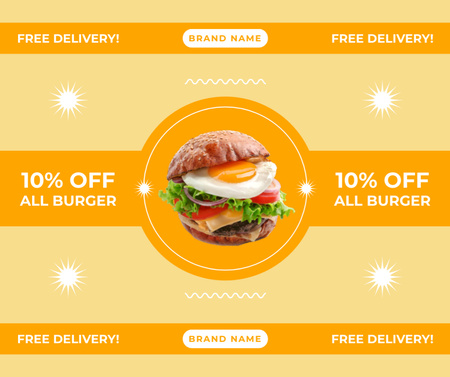 Offer of Discount on All Burgers Facebook Design Template