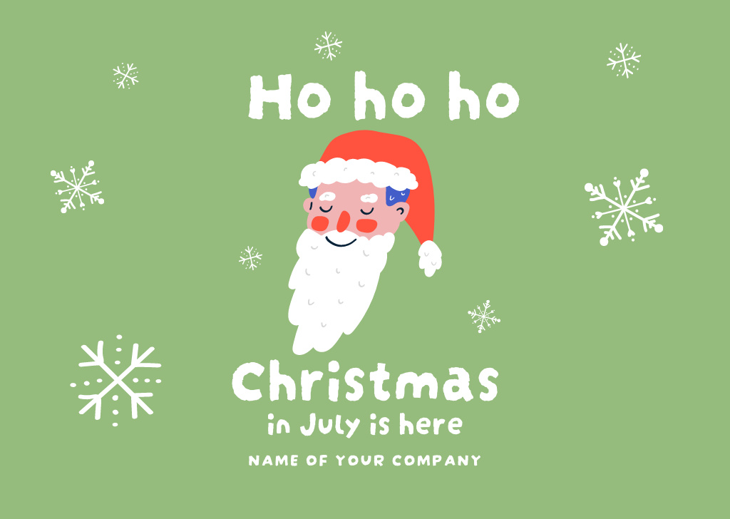Wonderful Christmas in July Festivities Announcement With Santa Flyer A6 Horizontal Design Template