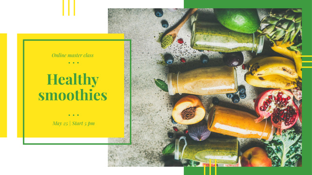 Platilla de diseño Bottles with healthy drinks and Fruits FB event cover