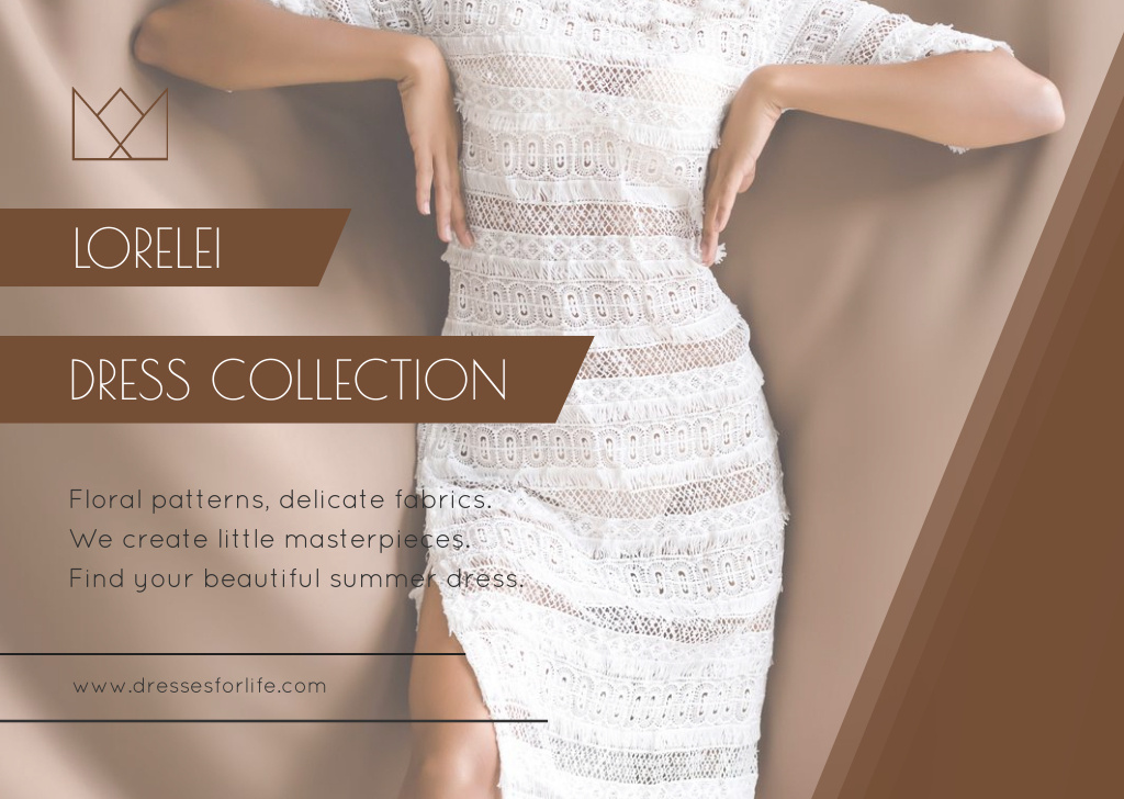 Fashion Ad with Woman in Dress Flyer A6 Horizontal – шаблон для дизайна