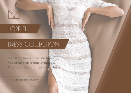 Fashion Ad with Woman in Dress Flyer A6 Horizontal Design Template