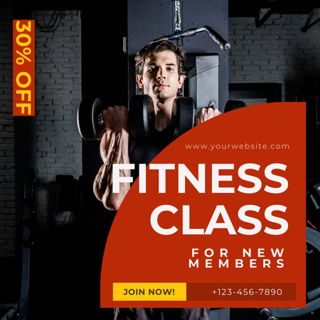 Fitness Club Promotions with Strong Man Instagram Design Template