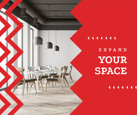 Stylish dining room interior Facebook Design Template