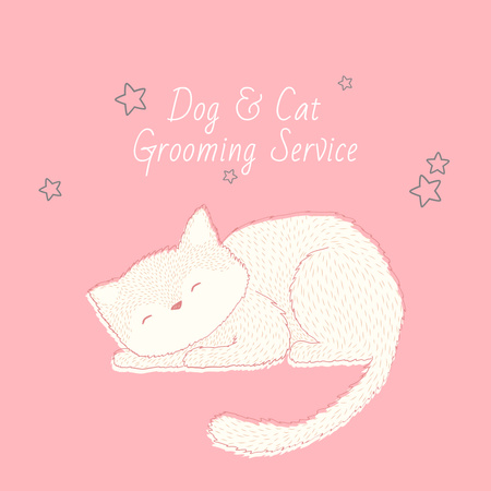 Ontwerpsjabloon van Instagram AD van Grooming Service with Cute Cat Sleeping in Pink