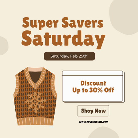 Discount Announcement for Knitted Clothes Instagram Design Template
