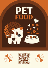 Pet Food Retail Ad with Puppy Illustration on Brown