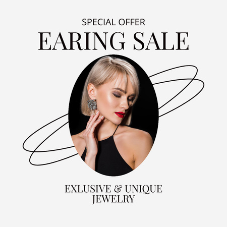 Jewelry Sale Announcement with Stylish Girl Instagram Design Template
