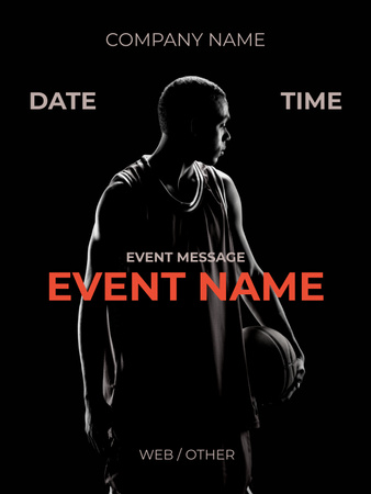 Template di design Annuncio dell'evento del torneo di basket con un giovane giocatore Poster US
