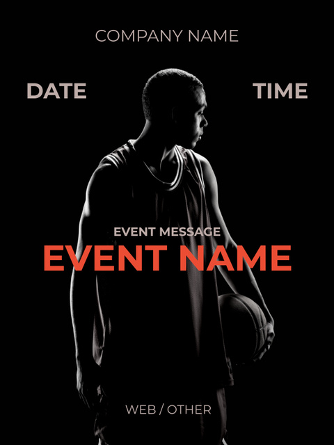 Basketball Tournament Event Ad with Young Player Poster US Šablona návrhu