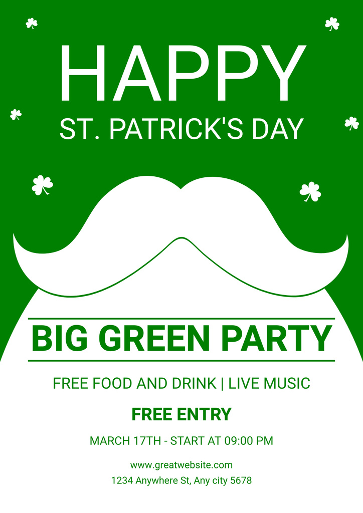 Big Green St. Patrick's Day Party Poster – шаблон для дизайна