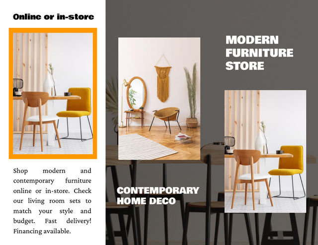 Modern Apartments with Budget-friendly Furniture Offer Brochure 8.5x11in Z-fold Πρότυπο σχεδίασης