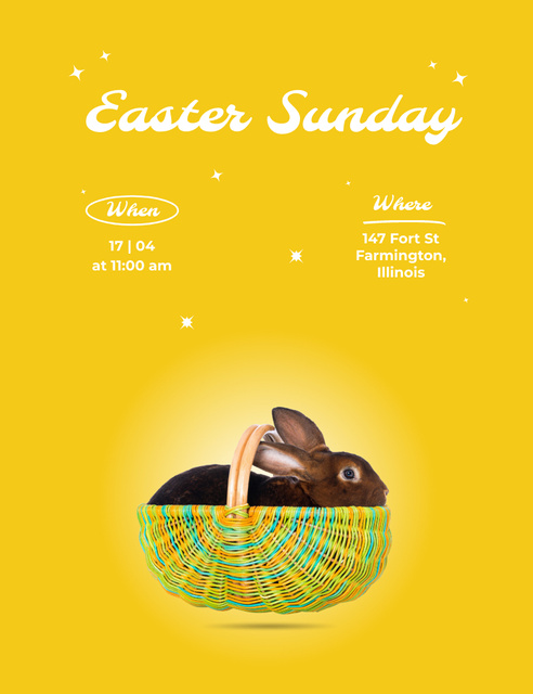 Easter Holiday Event Announcement on Yellow Invitation 13.9x10.7cm Tasarım Şablonu