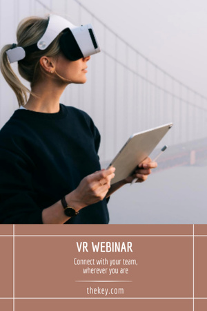 Virtual Webinar Event Announcement with Woman in Headset Postcard 4x6in Vertical Design Template