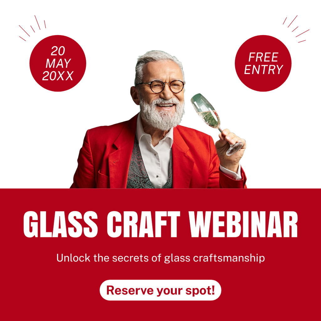 Glass Graft Webinar with Man holding Wineglass Instagram AD Design Template