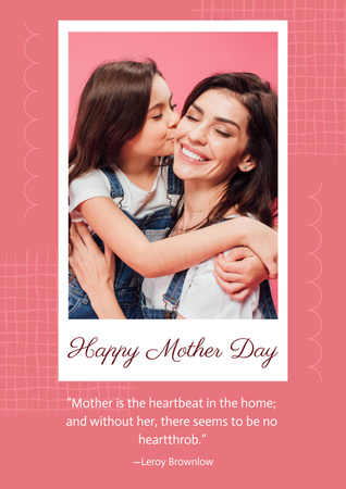 Mother's Day Holiday Greetingon Pink Poster Design Template