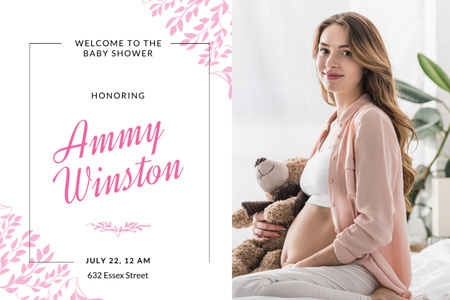 Ağustos Ayında Anne ve Kız Bebek İçin Baby Shower Duyurusu Postcard 4x6in Tasarım Şablonu