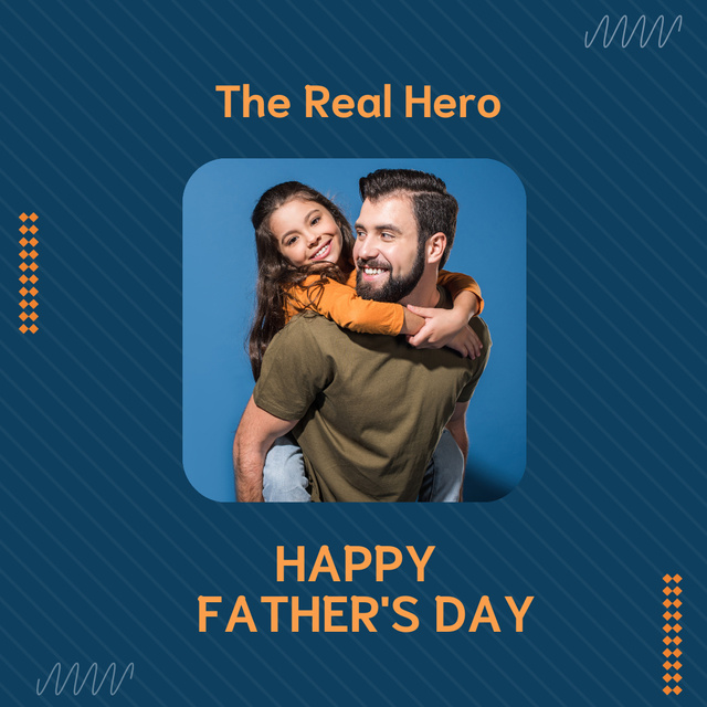 Template di design Happy Father's Day to Real Hero Blue Instagram