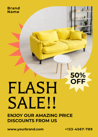 Flash Sale of Furniture Yellow Flayer Design Template