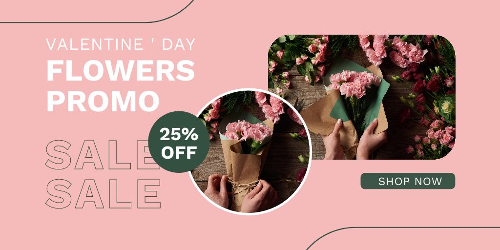 Ontwerpsjabloon van Twitter van Promo for Flowers for Valentine's Day