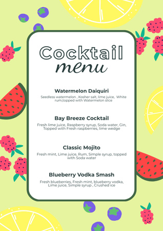 Template di design Offerta cocktail di frutta Menu