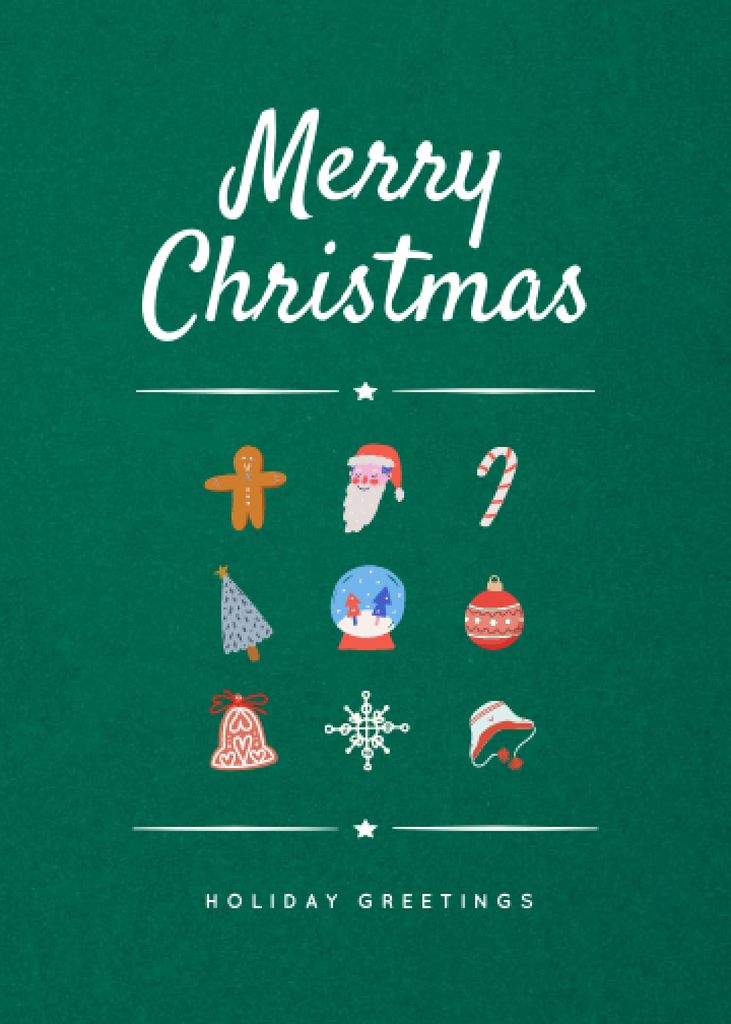 Plantilla de diseño de Cute Christmas Holiday Greeting Invitation 