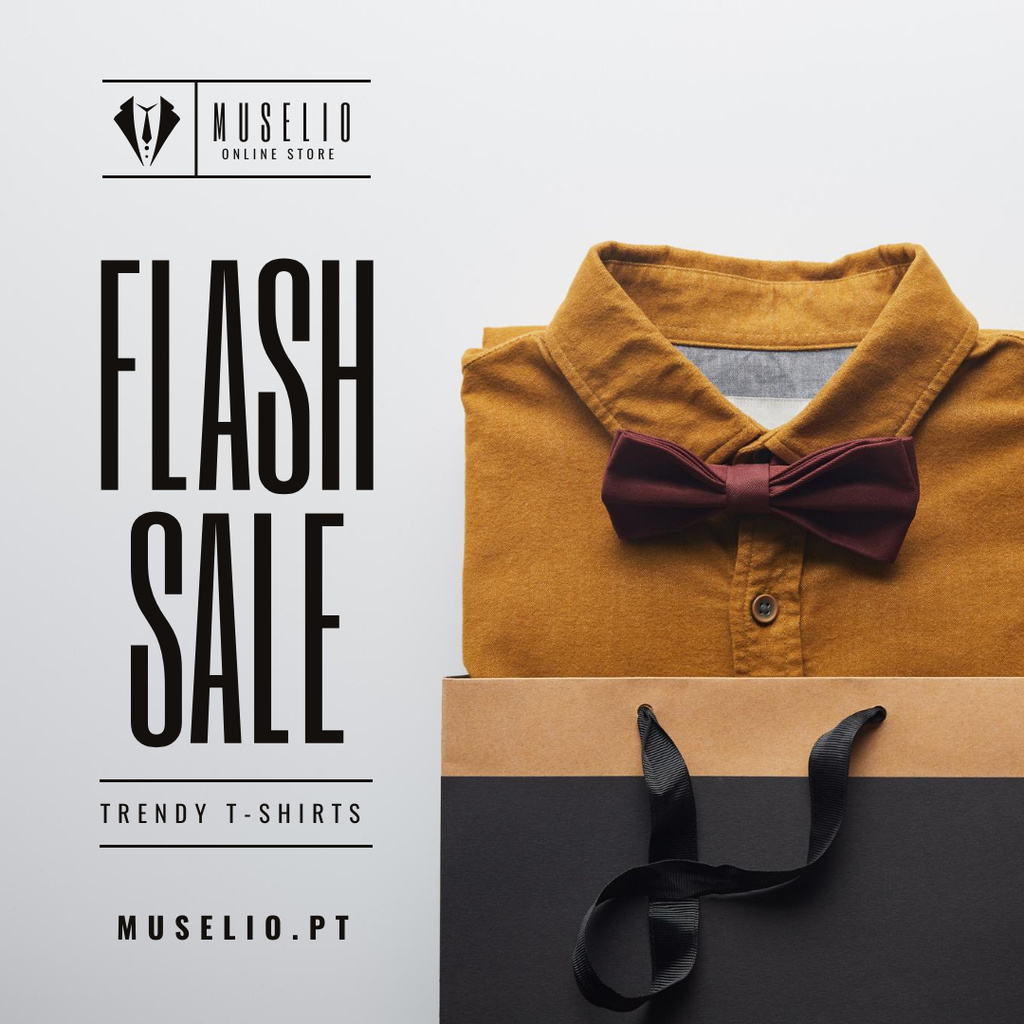 Ontwerpsjabloon van Instagram van Male Fashion Store Sale Shirt with Tie