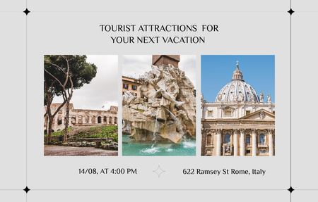 Plantilla de diseño de Lugares famosos en el viaje a Italia Invitation 4.6x7.2in Horizontal 
