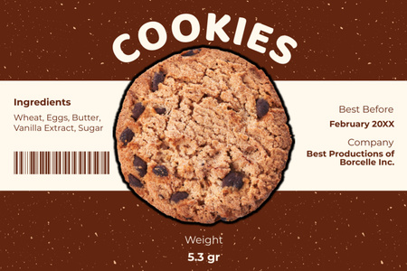 gotas de chocolate cookies Label Modelo de Design