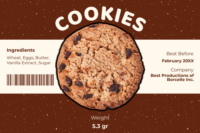 Chocolate Drops Cookies Label tervezősablon