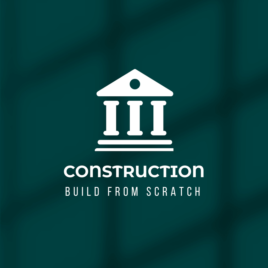 Image of Building Company Emblem with Illustration Logo 1080x1080px Design Template